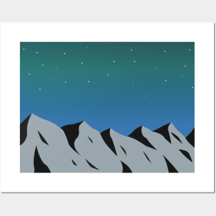 Northern lights and mountains Posters and Art